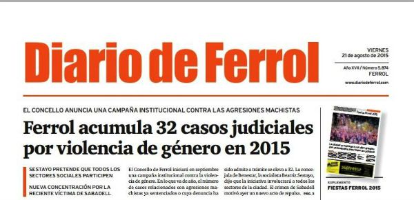 Primera página de este viernes de Diario de Ferrol
