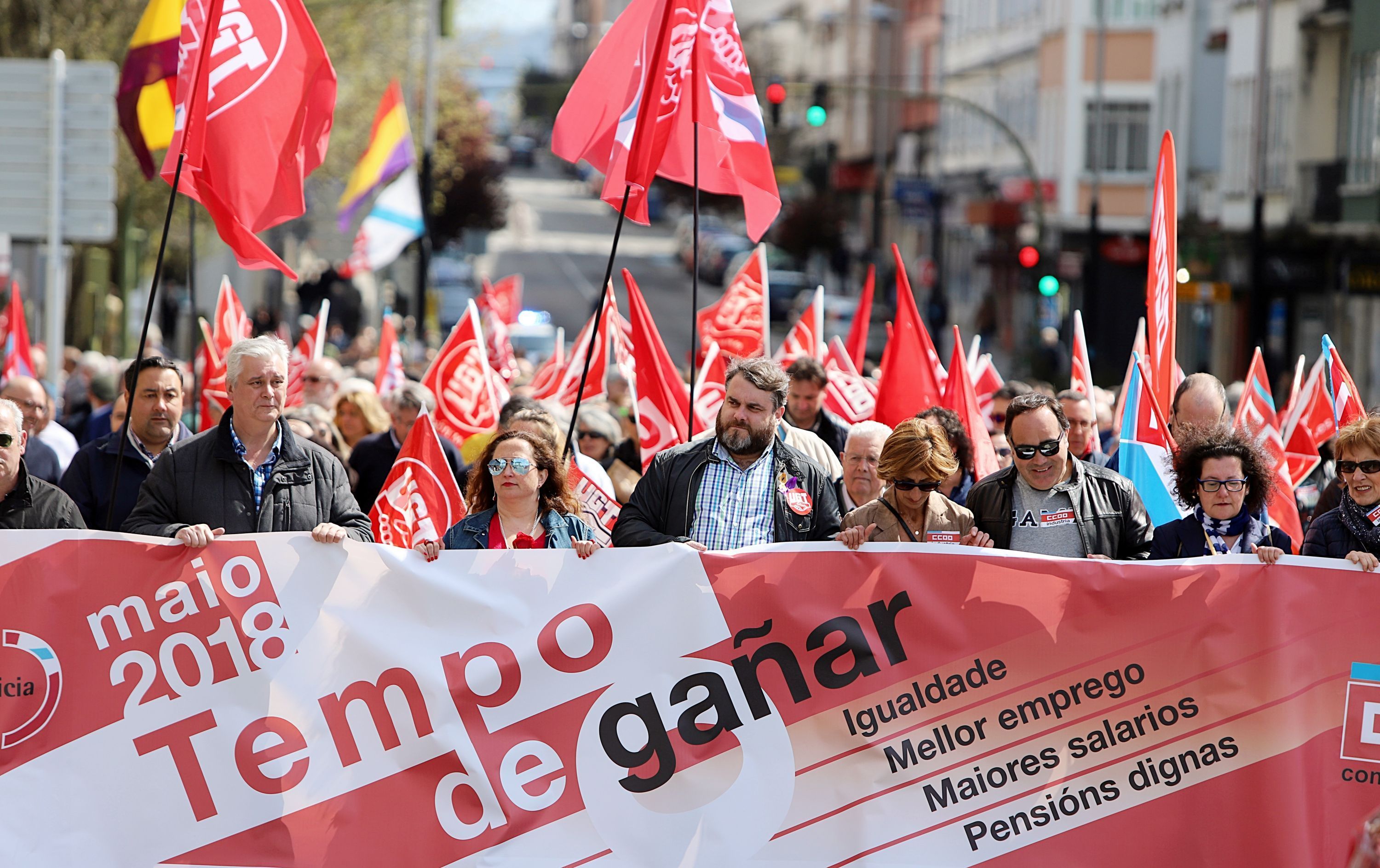 Manifestación de CCOO y UGT por el 1 de mayo (foto: Raúl Lomba / 13fotos para Ferrol360)