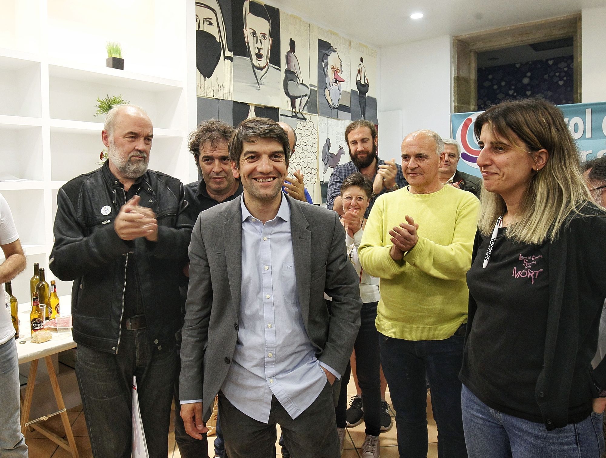 Jorge Suárez, en la noche electoral en la sede de Ferrol en Común (foto: Mero Barral / Ferrol360)